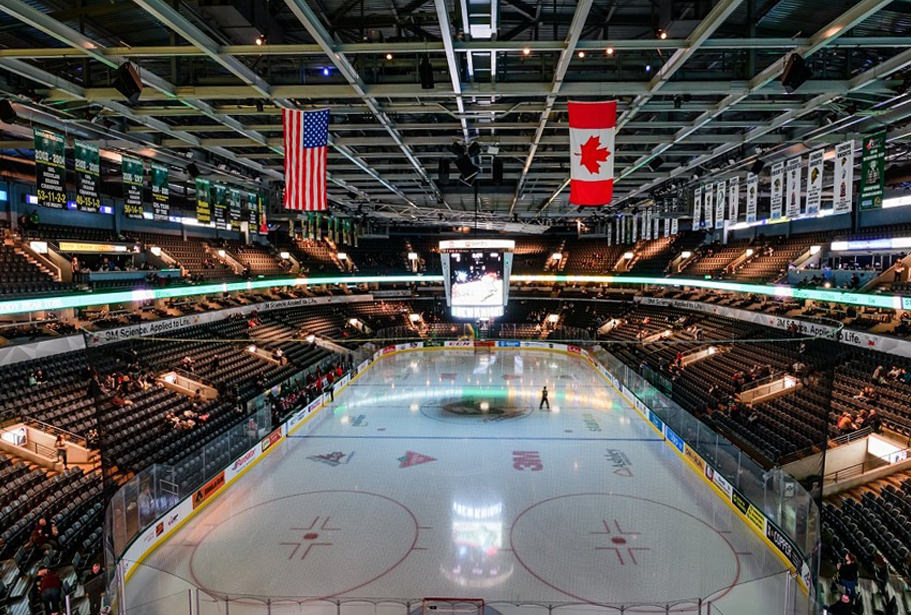 La pista de Budweiser Gardens donde los Caballeros de Londres juegan al hockey